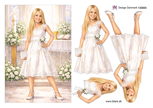 3D Konfirmationspige i kirke A5